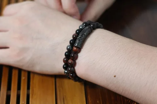 Miniatura 12 de 2Pcs Triple Protection Bracelet,Natural Tigers Eye Black Obsidian and Hematite 8 MM Beads Bracelet for Men Women Gift, Healing Crystal Bracelet