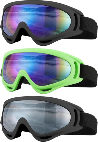 Gafas de esquí, gafas de motocicleta, paquete de 3 gafas de snowboard para hombres, mujeres, adultos y jóvenes