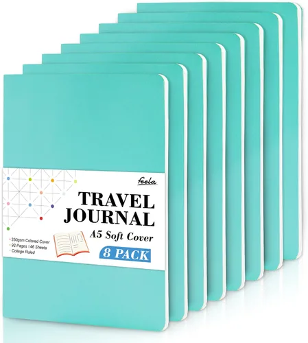 Miniatura 18 de Feela - Paquete de 8 cuadernos de tapa blanda en masa, cuadernos universitarios rayados para el trabajo, cuaderno de viaje rayado para mujeres y 8