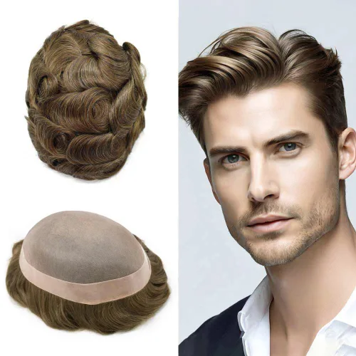 Miniatura 72 de Mens Toupee Hair Piece For Men Fine Mono Men Hair System Toupee For Men Hair Piece Real Human Hair System For Men Protesis Capilar Para Hombre 6x9
