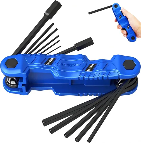 Miniatura 10 de Juego de llaves hexagonales plegables de 11 piezas grandes SAE (3/32"-1/2"), juego de llaves Allen resistentes, herramienta portátil para tiro