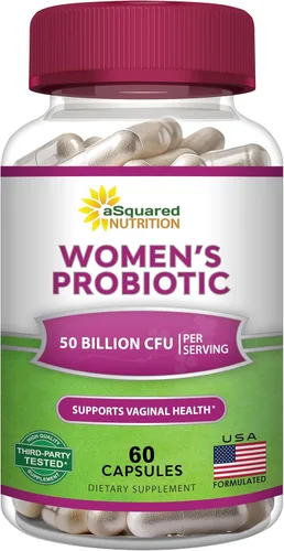aSquared Nutrition Probióticos para mujeres – 50 mil millones de UFC probióticos para mujeres apoya la salud digestiva, intestinal, vaginal y
