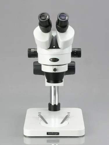Miniatura 2 de AmScope SM-1BS-144S Microscopio de zoom estéreo binocular profesional, ocular WH10x, aumento 7X-45X, objetivo de zoom 0.7X-4.5X, anillo de luz LED