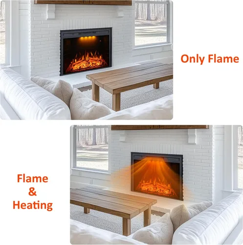 Miniatura 8 de Valuxhome Chimenea eléctrica, inserto de chimenea eléctrica de 33 pulgadas, calefactor de chimenea con protección contra sobrecalentamiento, sonido