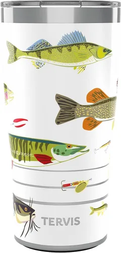 Miniatura 14 de Taza de viaje Tervis Freshwater Fish and Lures fabricada en Estados Unidos de doble pared aislada mantiene las bebidas frías y calientes, 16 onzas