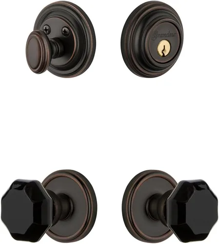 Miniatura 4 de Grandeur Hardware 851255 Georgetown Roseta con pomo Lyon y cerrojo a juego, tamaño del respaldo: 2.375 pulgadas, níquel satinado