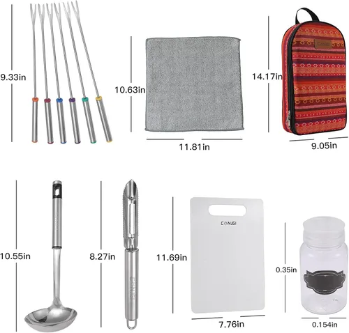 Miniatura 3 de Bolsa de almacenamiento de utensilios de cocina para campamento, juego de utensilios de cocina de campamento, bolsa de almacenamiento portátil Rojo