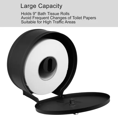 Miniatura 3 de Dispensador Comercial de Papel Higiénico Jumbo, Soporte de Pared de Acero Inoxidable para Rollos de 9 Pulgadas, Dispensador de Papel Higiénico