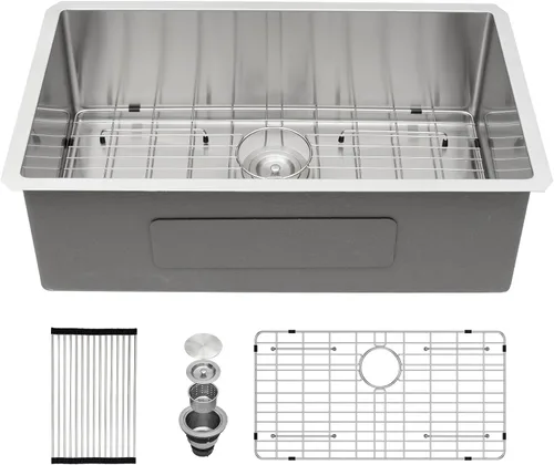 Miniatura 24 de Fregadero de Montaje Bajo de 13 Pulgadas - Beslend 13”x15”x9” Fregadero de Cocina de Acero Inoxidable de Montaje Bajo Calibre 16 Fregadero de Cocina