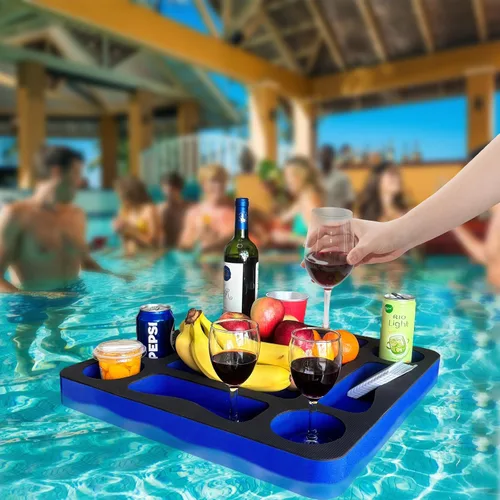 Miniatura 5 de Mesa flotante de juegos de piscina para adultos, soporte para bebidas todo en uno y estación de refrigerio para piscina, playa, bañera