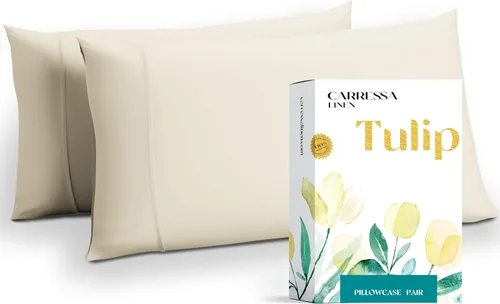 Miniatura 29 de Carressa Linen - Juego de sábanas de 800 hilos de 100 % algodón egipcio, tamaño King (4 piezas, arena del desierto) suave, refrescante, bolsillo