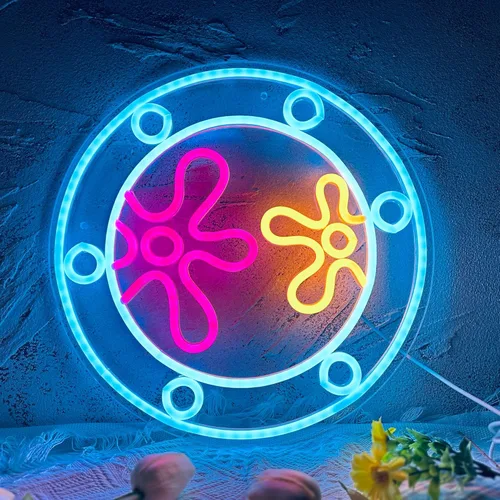 manimo Ocean World Luces de Neón de Ojo de Buey, Letreros de Neón LED de Ojo de Buey Bajo el Mar para Decoración de Pared, Luz Nocturna USB para