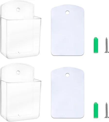 Miniatura 15 de Soporte de Control Remoto Ajustable de 3 Ranuras con Montaje en Pared, Organizador Adhesivo para Control de TV con Fondo Hueco para Carga, Soporte