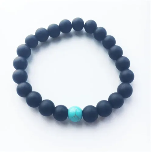 Miniatura 5 de Pulseras para Él y para Ella en ágata negra mate y turquesa de 8 mm, brazalete de distancia de arenisca para parejas, marca Xiaoli.