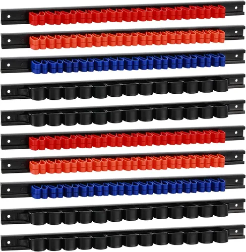 Organizador de destornilladores y llaves, 10 piezas, colgador de llaves de riel de plástico con clips, soporte para herramientas de tablero de