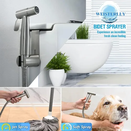 Miniatura 5 de Pulverizador de bidé para inodoro, rociador de bidé de mano, kit de rociador de pañales de tela, ducha de bidé de mano para baño para autolimpieza