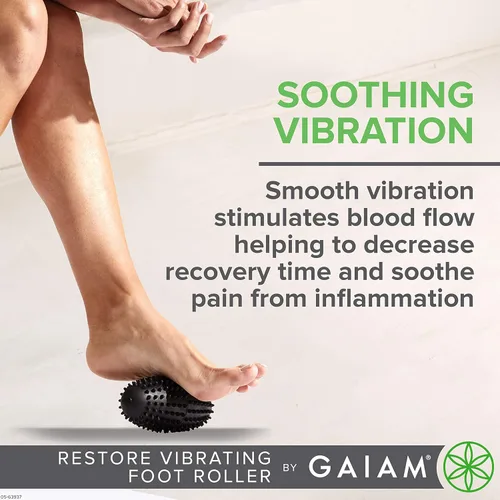 Miniatura 4 de Gaiam Restore Rodillo vibratorio para pies, terapia de masaje por vibración, bola masajeador ergonómica texturizada para fascitis plantar, dolor