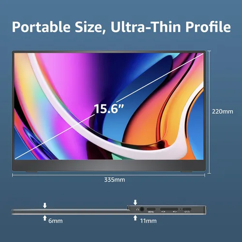 Miniatura 8 de cocopar Monitor portátil de 15.6 pulgadas 1080P FHD 60Hz 85% sRGB Monitor de viaje con altavoz HDMI USB-C segunda pantalla para computadora portátil