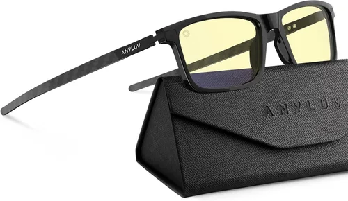 Miniatura 10 de ANYLUV Blue Light Glasses for Men,Rectangle Business Style Glasses, Carbon Fiber Straight Legs Glasses for Eye Protection