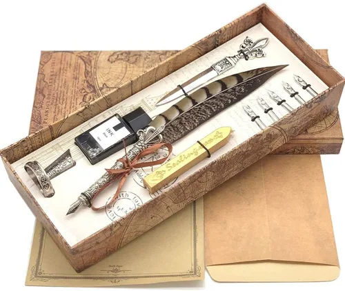 Miniatura 8 de Pluma de pluma antigua de dos colores pluma caligrafía pluma y juego de tinta
