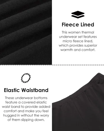 Miniatura 5 de Ekouaer Conjunto de ropa interior térmica para mujer, con forro polar largo y forro polar, conjunto de 2 piezas
