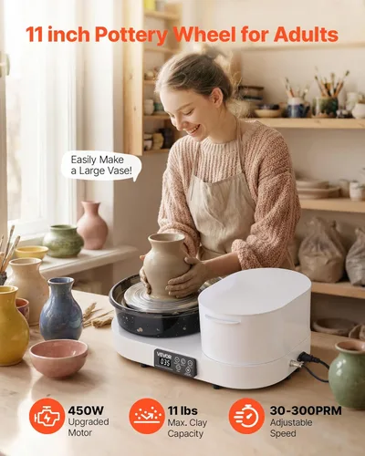 Miniatura 2 de VEVOR Rueda de cerámica de 350 W, máquina formadora de cerámica de 11.0 in, rueda de cerámica eléctrica con pedal de palanca de pies ajustables