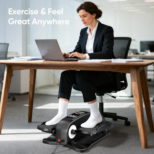 Miniatura 6 de Máquina elíptica para debajo del escritorio, máquina portátil de ejercicio de pedal sentado para personas mayores, ejercitador de piernas Elipse