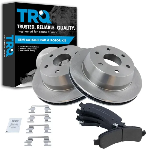 Miniatura 106 de TRQ Juego de pastillas de freno semimetálicas traseras y rotores compatibles con Chevrolet Trailblazer 02-06 Trailblazer EXT 04-06 SSR 02-07 GMC