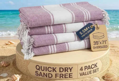 Miniatura 29 de LANE LINEN - Paquete de 4 toallas de playa de gran tamaño, toalla de piscina prelavada, extragrande, de secado rápido y sin arena, toalla de viaje