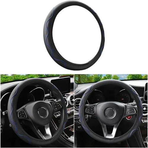Funda elástica elástica para volante de automóvil, protector de cuero suave para volante de vehículo, 14.5-15 pulgadas, accesorios de protección