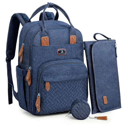 Dikaslon Mochila para pañales con cambiador portátil, funda para chupete y correas para cochecito, bolsas de bebé unisex grandes para niños y niñas,