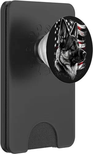 Miniatura 7 de PopSockets de perro pastor alemán con la bandera americana, estilo vintage, patriótico, PopGrip intercambiable