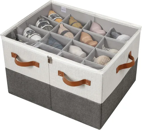 Miniatura 18 de TOPIA HOME Organizador de zapatos para armario, caja de zapatos plegable con divisores ajustables y cubierta transparente, organizador
