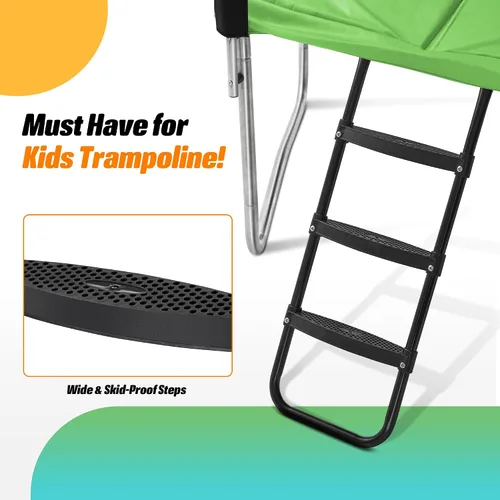 Miniatura 7 de Exacme Trampolín rectangular de 7 x 10, 8 x 12, 9 x 14 pies, para niños, dobles aberturas de cerramiento, trampolín rectangular pequeño para Verde