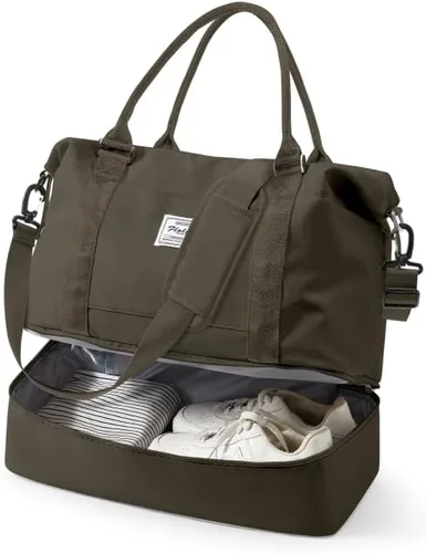 Miniatura 16 de VECAVE Bolsa de viaje para mujer, bolsa deportiva para gimnasio, E20-Púrpura profundo, Grande, Bolsa de viaje