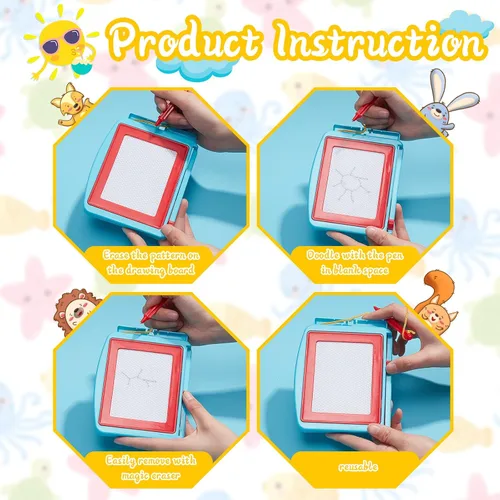 Miniatura 3 de Tinlade Paquete de 24 mini pizarras magnéticas de dibujo para niños, pequeña almohadilla de dibujo borrable, tableta de escritura para niños