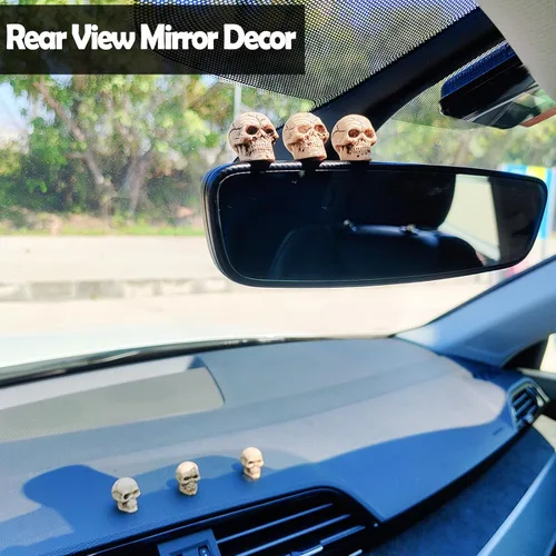 Miniatura 3 de Accesorio colgante de calavera de azúcar para espejo de automóvil, bonito adorno de decoración de calavera oscilante, decoración de espejo