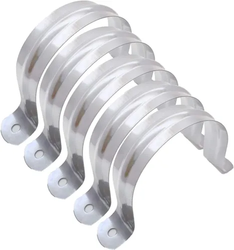 Miniatura 4 de 10 piezas de correa de tubo rígida de 4 pulgadas, correa de acero inoxidable de dos agujeros con soporte en U, juego de kit de variedad de clip