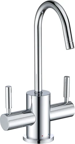 Whitehaus Collection WHFH-HC1010-C Forever Hot Point of Use Instant Cold Faucet con boquilla contemporánea y mango de agua de cierre automático,