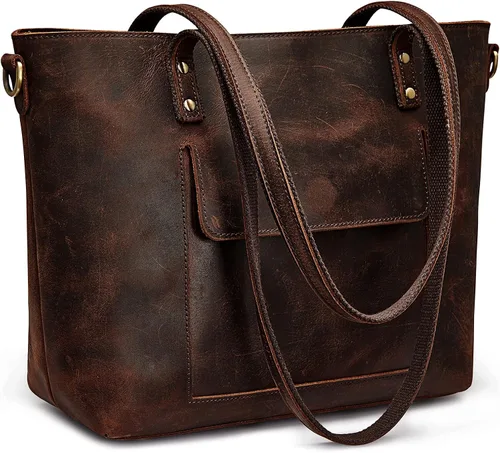 S-ZONE Bolso bandolera vintage de cuero genuino para mujer