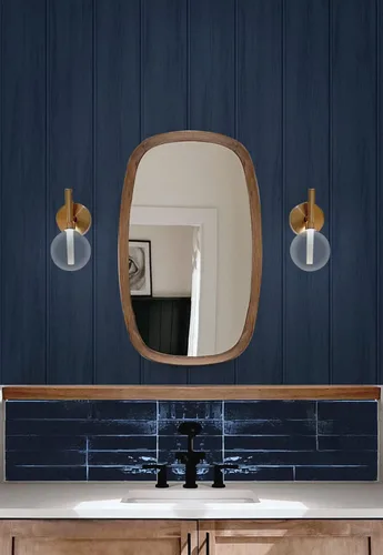 Miniatura 5 de Papel pintado prepegado con panel de madera sintética (azul naval)