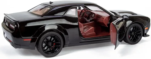 Miniatura 5 de All Star Toys 2018 Challenger SRT Hellcat Widebody Negro con interior rojo 1/24 Modelo de Diecast Motormax 79350 Edición Exclusiva