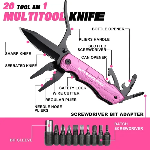 Miniatura 2 de Ideas de regalos para esposa, cuchillo multiherramienta con tinta P de la mejor esposa, regalos de Navidad para esposa del marido, rellenos