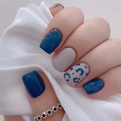 Miniatura 9 de Uñas postizas cortas a presión, uñas acrílicas cuadradas, coloridas de cobertura completa, uñas adhesivas brillantes en líneas, uñas reutilizables