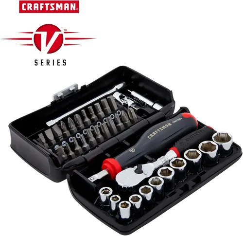 Miniatura 3 de CRAFTSMAN Juego de llaves tubo hexagonales V-SERIES y juego de puntas de destornillador, SAE, 1/4" de transmisión, 38 piezas (CMMT45750V)