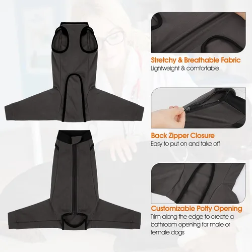 Miniatura 2 de Traje de recuperación para perros para piernas traseras, pantalones para perros para evitar lamer, manga para perros, piernas traseras y abdomen