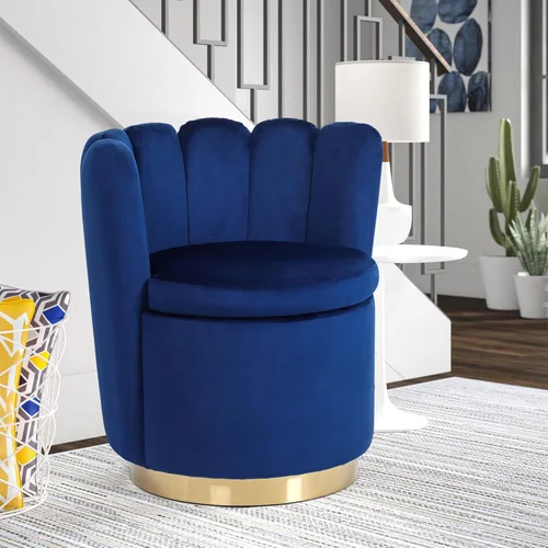 Miniatura 9 de Adeco, Respaldo acolchado suave con acento moderno, almacenamiento de barril tapizado, sofá individual de lectura, sala de estar, dormitorio, silla
