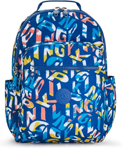 Miniatura 20 de Kipling Seoul - Mochila grande metálica para portátil de 15 pulgadas, Agua (Aqua Flowers)