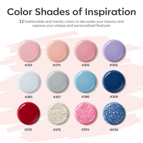 Miniatura 2 de modelones Kit de gel de extensión de polivinílico de 12 colores, juego de uñas de poliéster para todas las estaciones, colores nude, rosa, azul