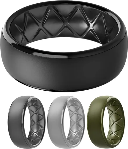 Miniatura 23 de Egnaro Anillos de boda de silicona para hombre: 1/4/6/7 Multipack de anillos de boda de goma con arco interior Diseño ergonómico transpirable